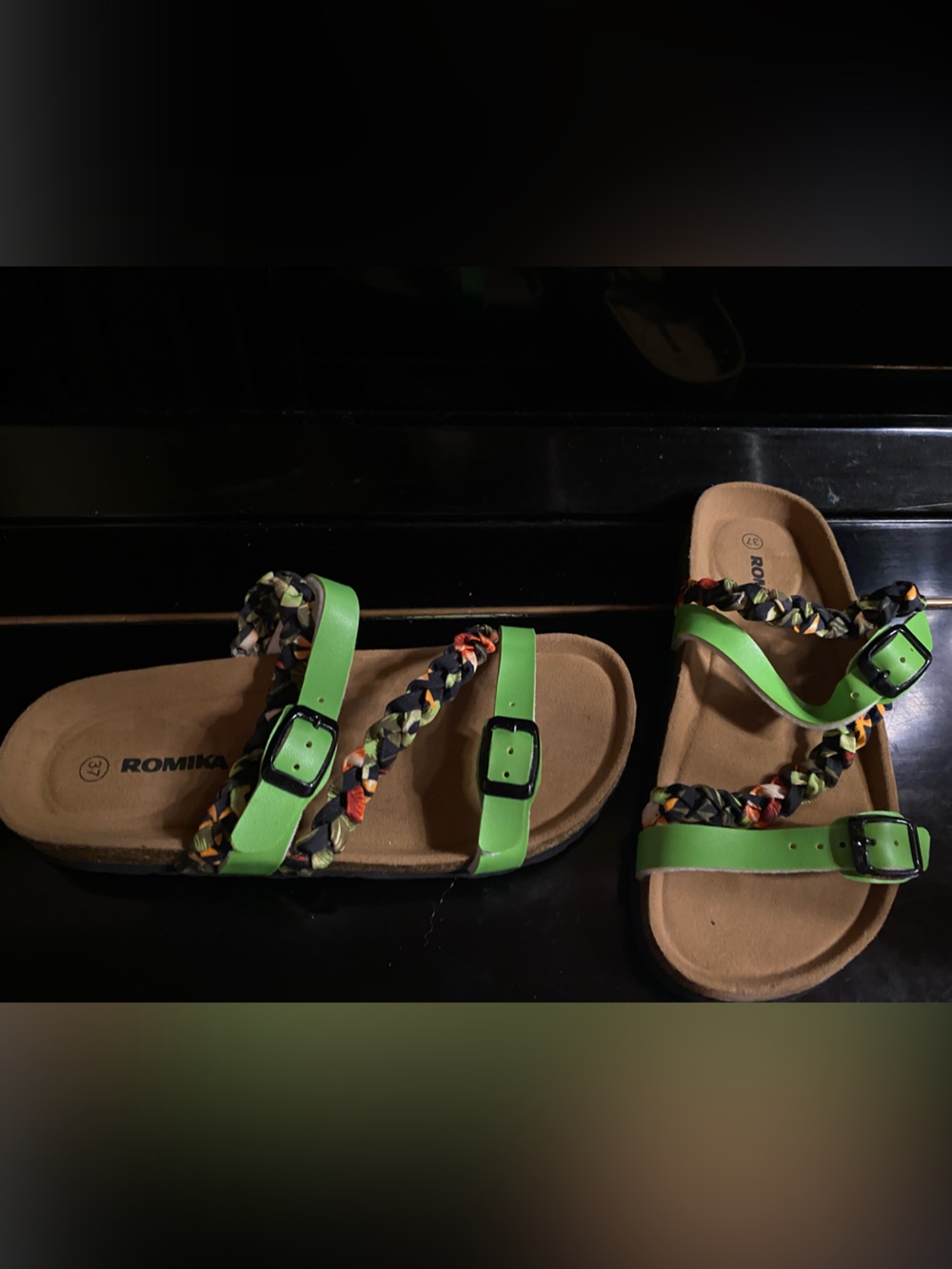 Romika Neon Green Braided-Strap Women’s Sandals